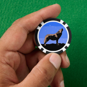 Heulender Wolf im Winter - Originale Wildlife-Kuns Pokerchips