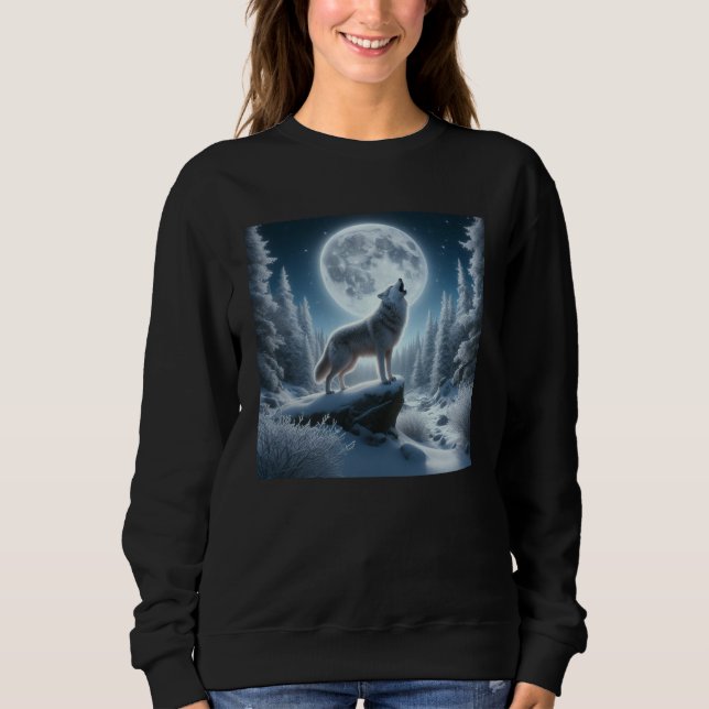 Heulender Wolf im Winter Sweatshirt (Vorderseite)