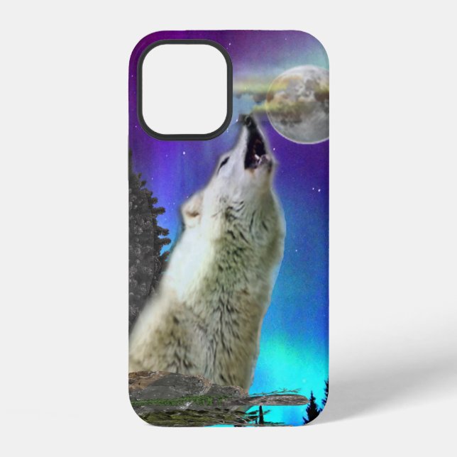 Heulender Wolf iPhone 12 Hülle (Rückseite)