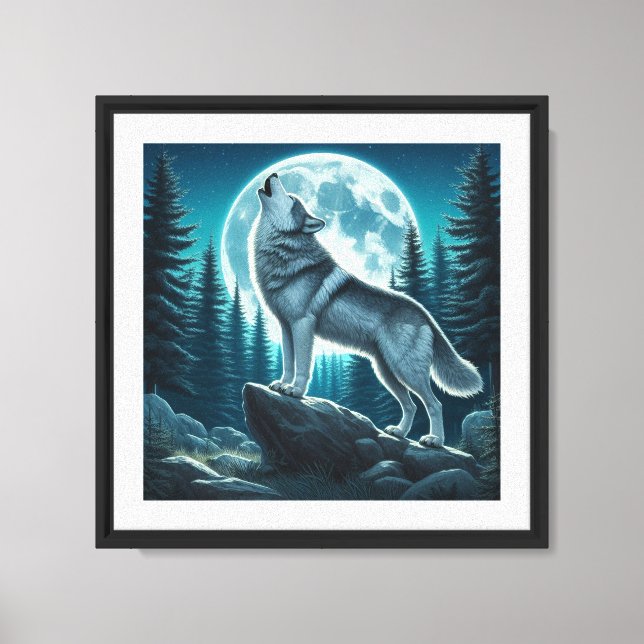 Heulender Wolf Leinwanddruck (Vorderseite)