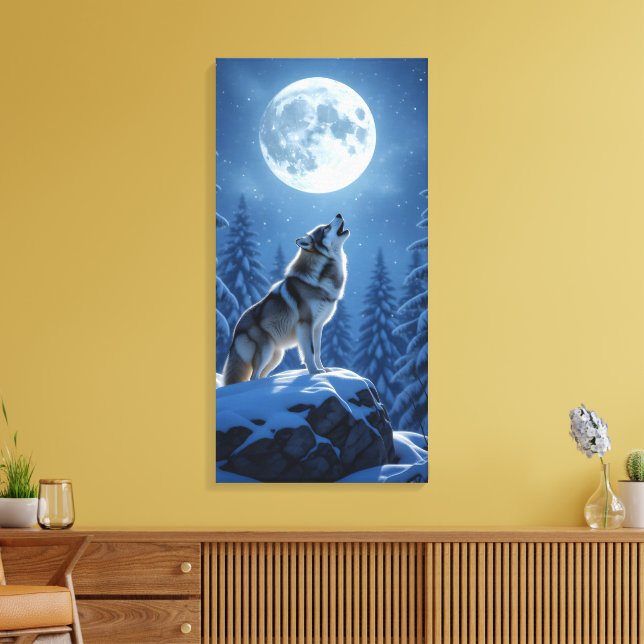 Heulender Wolf  Leinwanddruck (Insitu (Wohnzimmer))