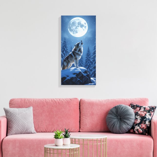 Heulender Wolf  Leinwanddruck (Insitu (Wohnzimmer))