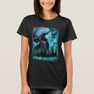 Heulender Wolf Mond Kiefernwald Cool T-Shirt