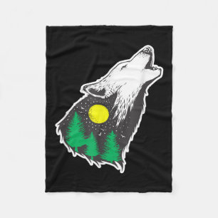 Heulender-Wolf-Mond-Wald-Umweltschutz Fleecedecke