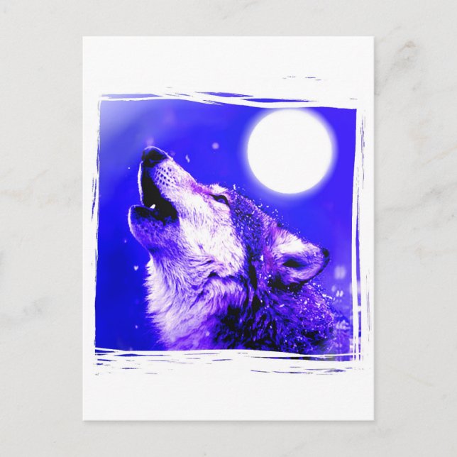 Heulender Wolf Postkarte (Vorderseite)
