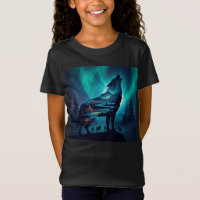 Heulender Wolf Silhouette Auror Borealis