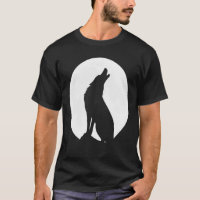 Heulender Wolf Silhouette Vollmond Minimalist Graf