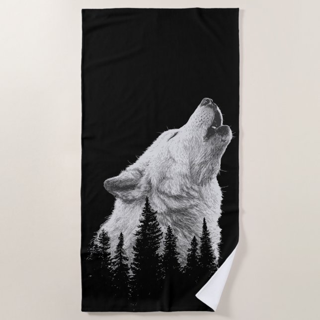 Heulender Wolf Strandtuch – Schwarzwald  (Vorderseite)