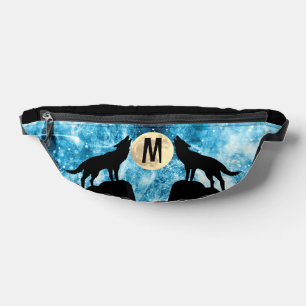 Heulender Wolf Vollmond blau schwarz Kundenspezifi Bauchtasche