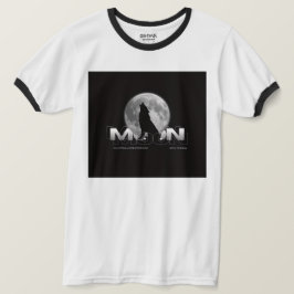 Heulender Wolf Vollmond-Typografie Weiße Ringer T-Shirt