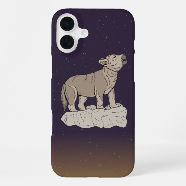 Heulender Wolfswelpe iPhone 16 Plus Hülle (Rückseite)