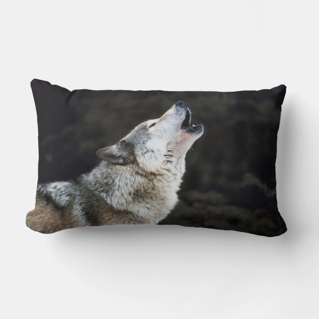 Heulenwolf im Schneelumbar-Kissen Lendenkissen (Vorderseite)