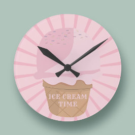 Heure Crème glacée rose Cuisine mural Horloge