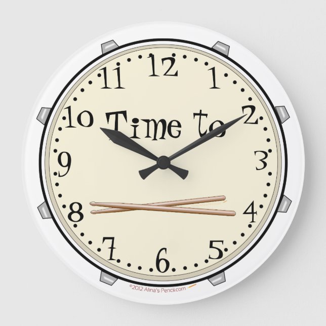 Heure de tambour Sticks Horloge avec les nombres e (Recto)