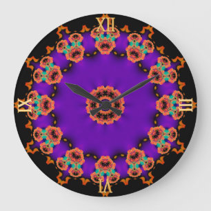 Heure de transmission : Horloge mauve-orange psych