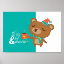 Heure d'hiver Joys Teddy Bear Poster