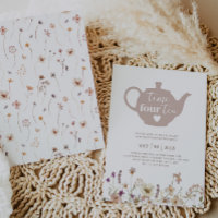 Heure Quatre Thé Floral Anniversaire Invitation