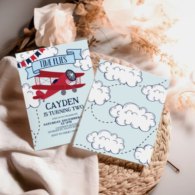 Heure Vol avion Anniversaire Invitation (Créateur téléchargé)