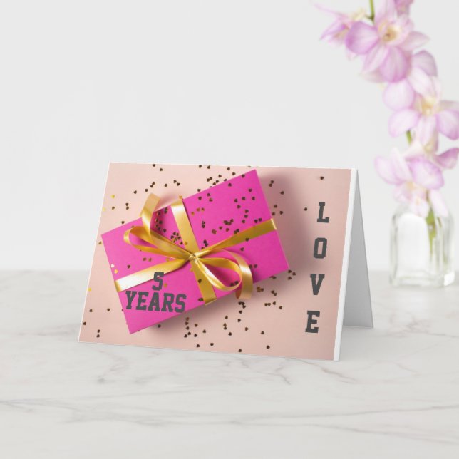 HEUREUSE **5e ANNIVERSAIRE** Carte FEMME OU MARI (Orchidée)
