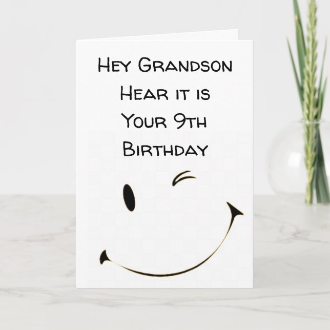 HEUREUSE * 9e ANNIVERSAIRE GRANDSON*** Carte (Devant)