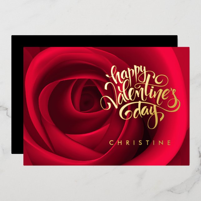 Heureuse Sainte-Valentin, Carte Foil Nom Personnal (Recto/Verso)
