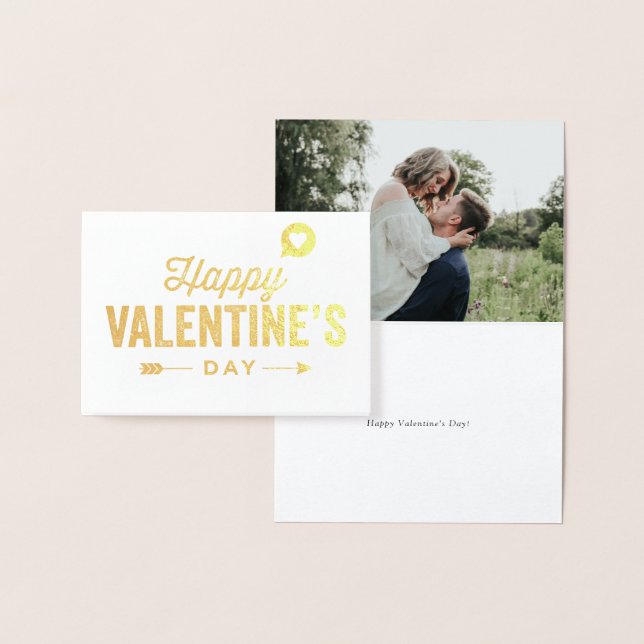 Heureuse Sainte-Valentin Gold Foil Carte photo per (Affichage)