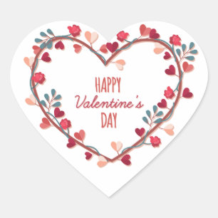 Heureuse Sainte-Valentin Hearts Wreath   Sticker