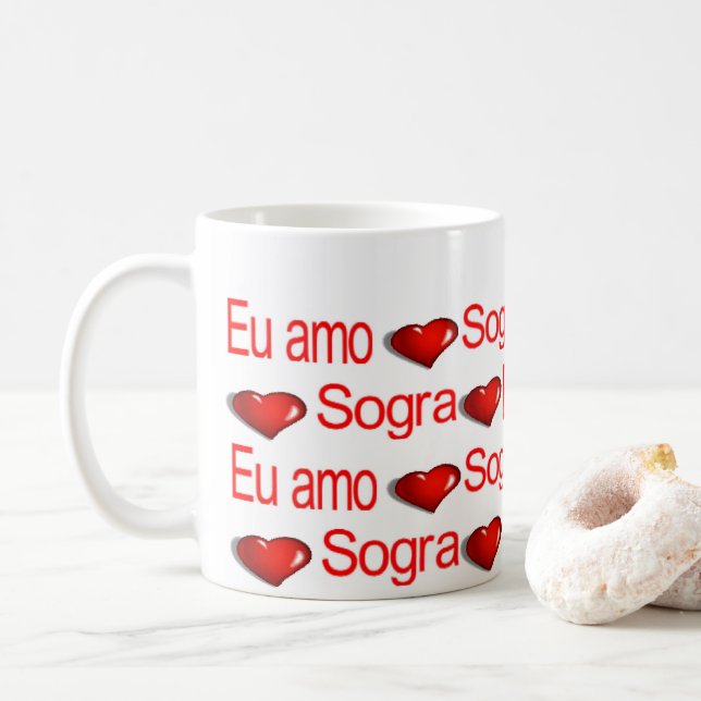 Heureuse Sainte-Valentin Mugs Eu Amo Mi Sogra (Avec donut)