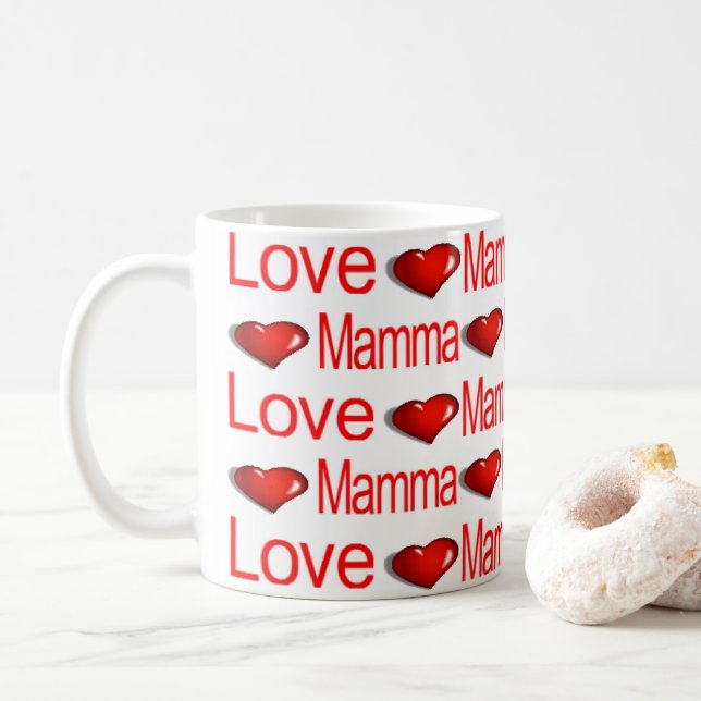Heureuse Sainte-Valentin Mugs Love Mama Red Hearts (Avec donut)
