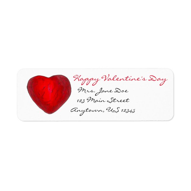 Heureuse Sainte-Valentin Red Heart Love Étiquette  (Devant)