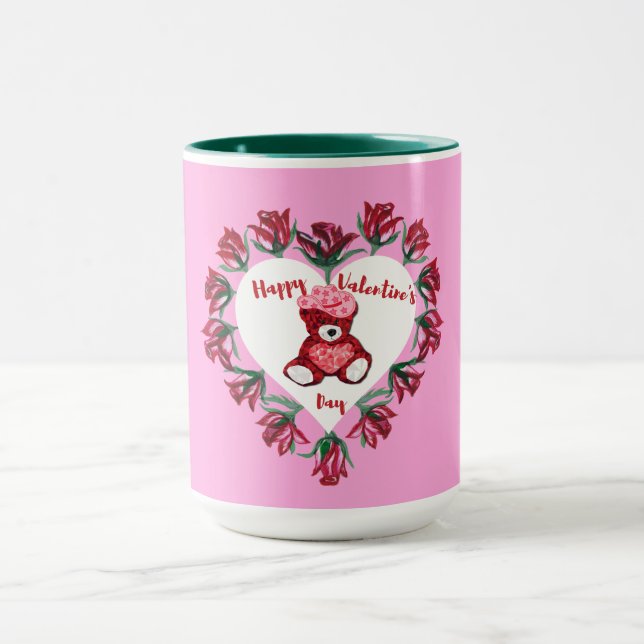 Heureuse Sainte-Valentin Teddy Bear Coffee Mug (Centre)