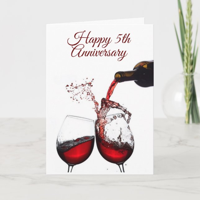 ***HEUREUX 5e ANNIVERSAIRE*** Carte MARIAGE OU FEM (Devant)