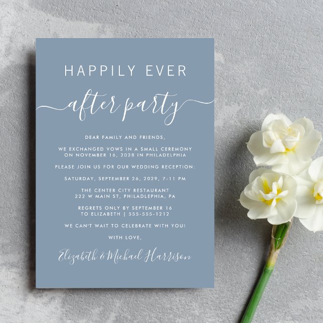 Heureux à jamais, invitation pour une réception Du (From private vows to a grand party - invite family and friends to celebrate your marriage!)
