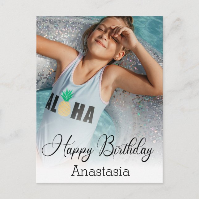 heureux anniversaire carte photo de calligraphie m (Devant)