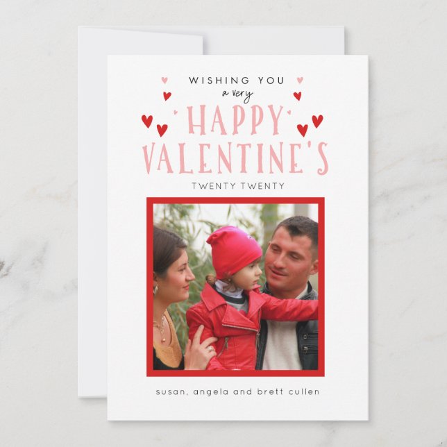 Heureux Carte photo de typographie de Valentine (Devant)