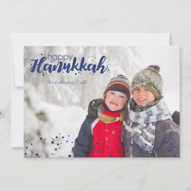 Heureux Hanoukka neige bulles Carte photo de vacan (Devant)