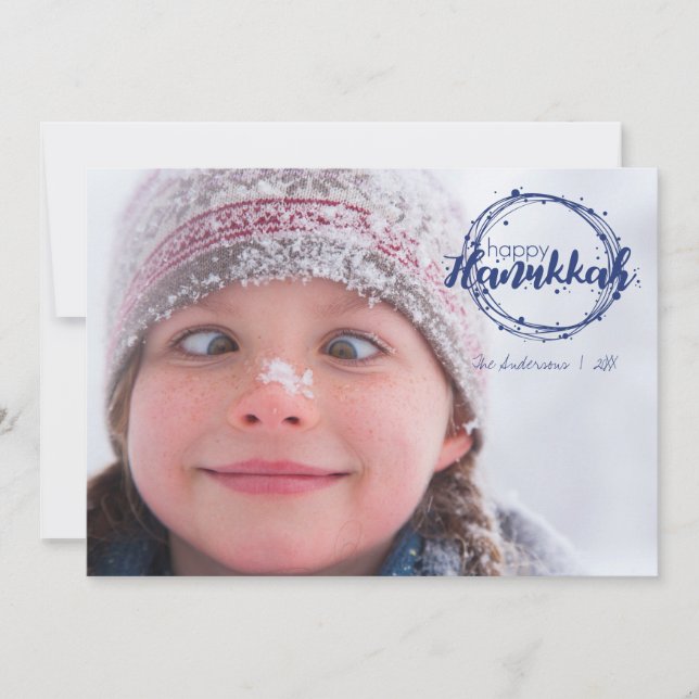 Heureux Hanoukka neige bulles Carte photo de vacan (Devant)