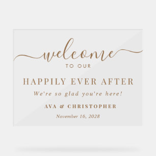 Heureux Jamais après Gold Mariage Welcome Frosted