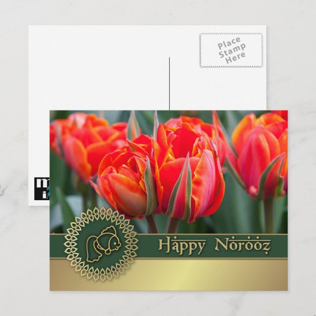 Heureux Norooz. Carte postale du Nouvel An perse (Devant / Derrière)