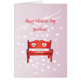 Heureux Valentines Day Love Bench avec Coeurs