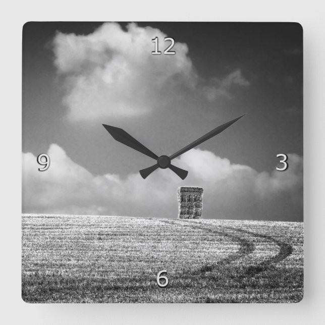 Heuschober und Bahnen unbedeutend Quadratische Wanduhr (Vorderseite)