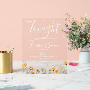 Heute Abend feiern wir das Hochzeitsessen Probe Acrylschild