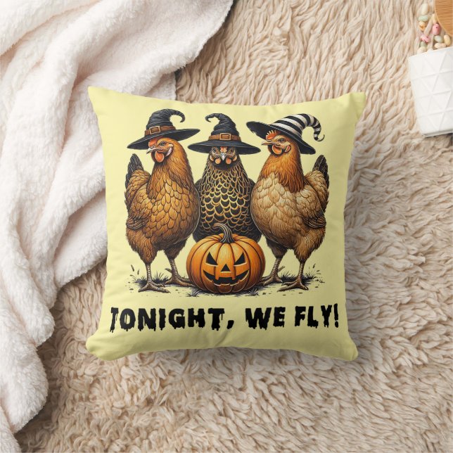 Heute Abend fliegen wir Funny Chicken Halloween Kissen (Decke)