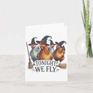 Heute Abend fliegen wir lustig Hexenhähnchen Hallo Karte