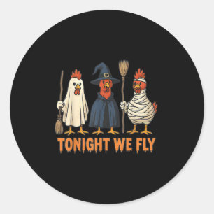 Heute Abend fliegen wir lustig Hexenhähnchen Hallo Runder Aufkleber