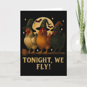 Heute Abend Fliegen Wir Lustige Hexe Huhn Hallowee Karte