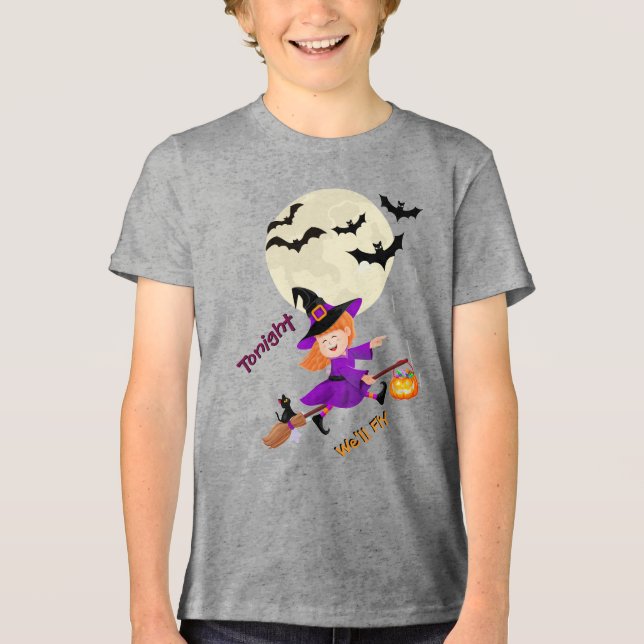 Heute Abend fliegen wir Niedlichen Hexenzelt Flyin Tri-Blend Shirt (Vorderseite)