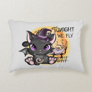 Heute Abend fliegen wir - Schwarze Hexenkatze Dekokissen