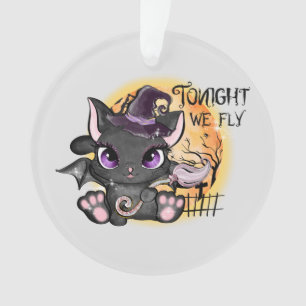 Heute Abend fliegen wir - Schwarze Hexenkatze Ornament