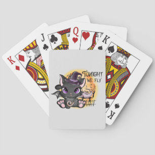 Heute Abend fliegen wir - Schwarze Hexenkatze Spielkarten